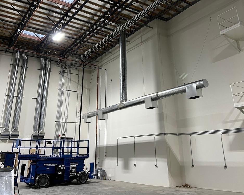 Industrial HVAC ductwork installation - Solaires Enterprises